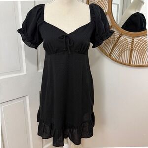 Wild Fable Milkmaid Mini Dress Swiss Dot Puff Sleeve Babydoll Whimsigoth LBD